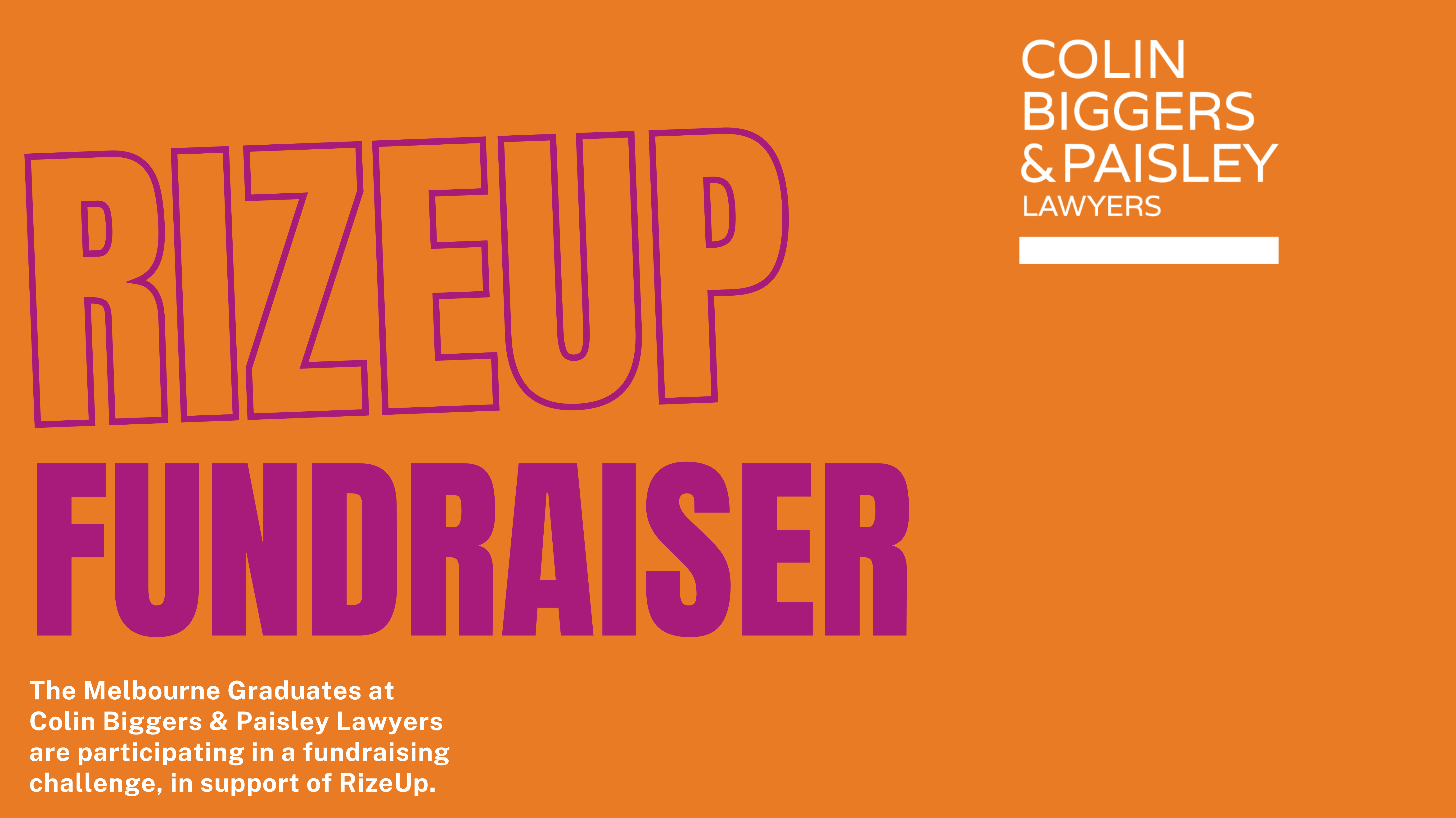 RizeUp Fundraiser Melbourne Graduates Colin Biggers and Paisley